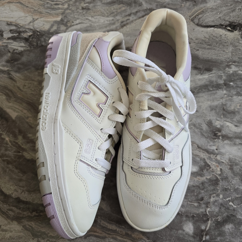 New Balance Women's Cream and Purple Sneakers